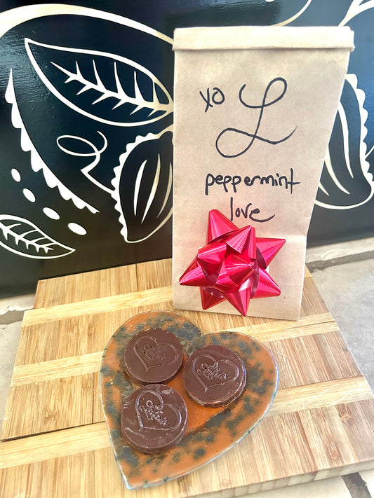 Lulu’s - Handcrafted Raw, Organic 78% Peppermint Love Chocolates - Min. Weight: 3oz, 10 pieces