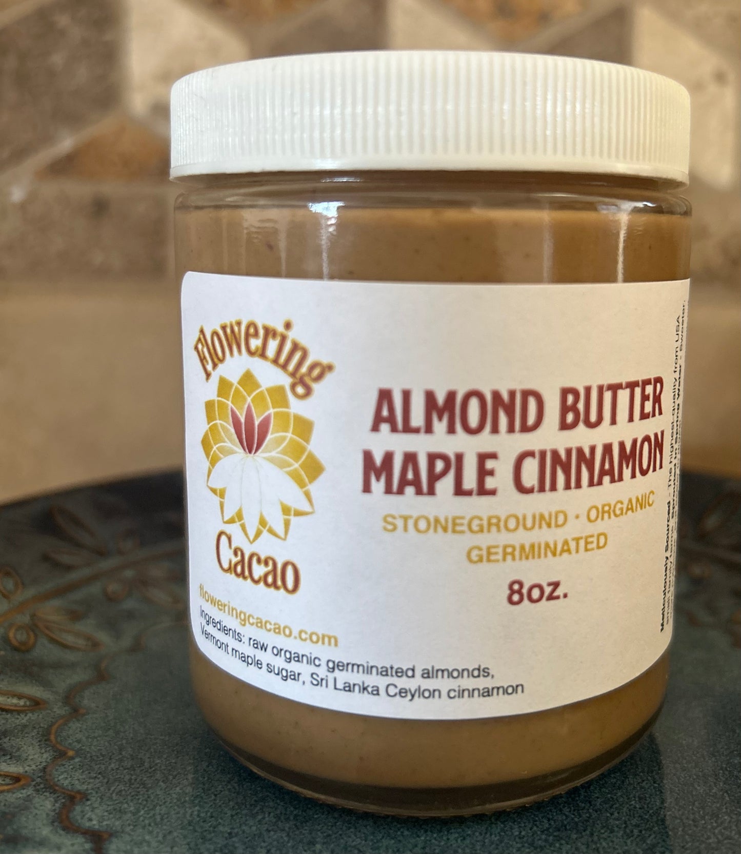 Flowering Cacao - Organic Almond Butter with Maple Sugar and Cinnamon - 1/2lb.