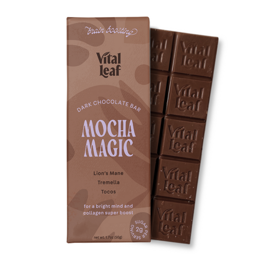 Mocha Magic Dark Chocolate Bar: Brain Power & Collagen Boost