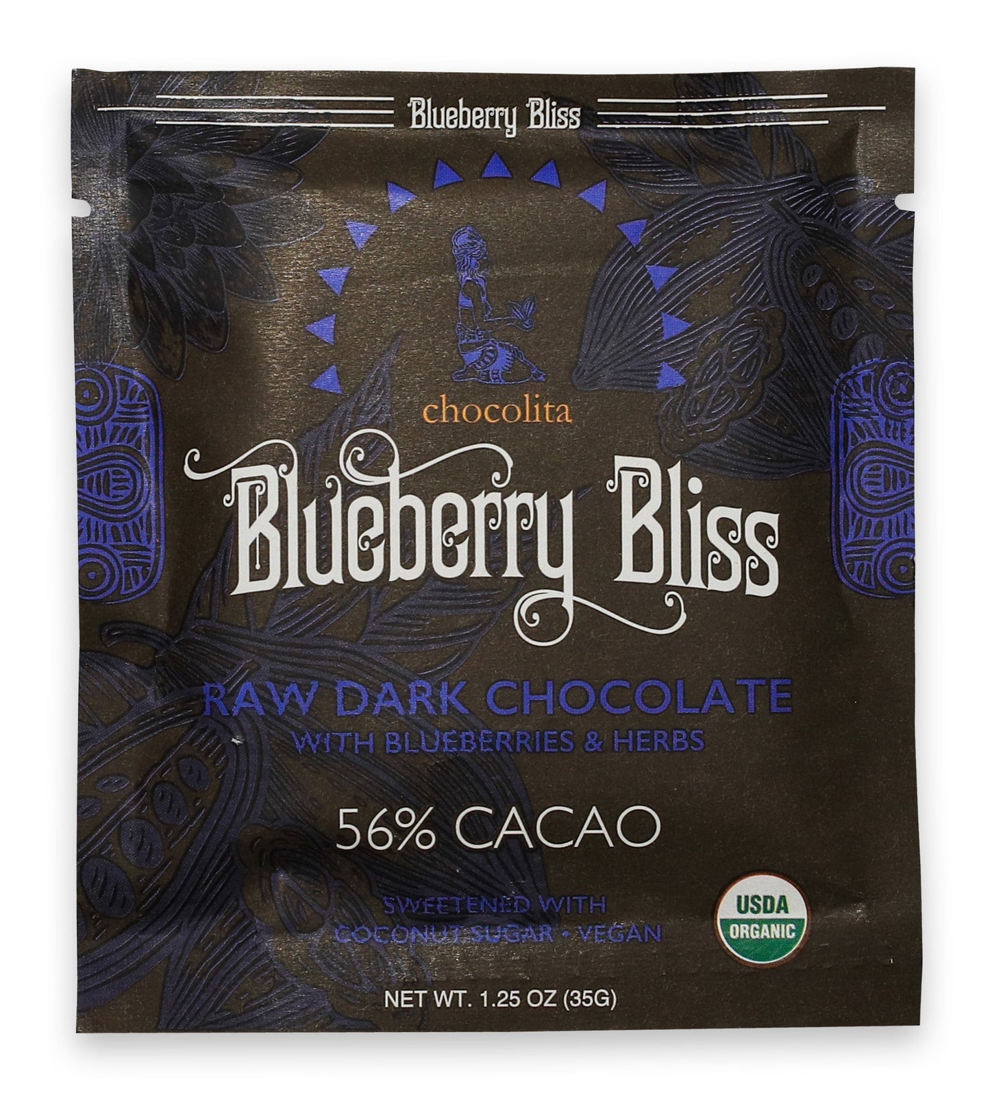 Chocolita - Organic, Blueberry Bliss - 56% Chocolate Bar - 1.25oz